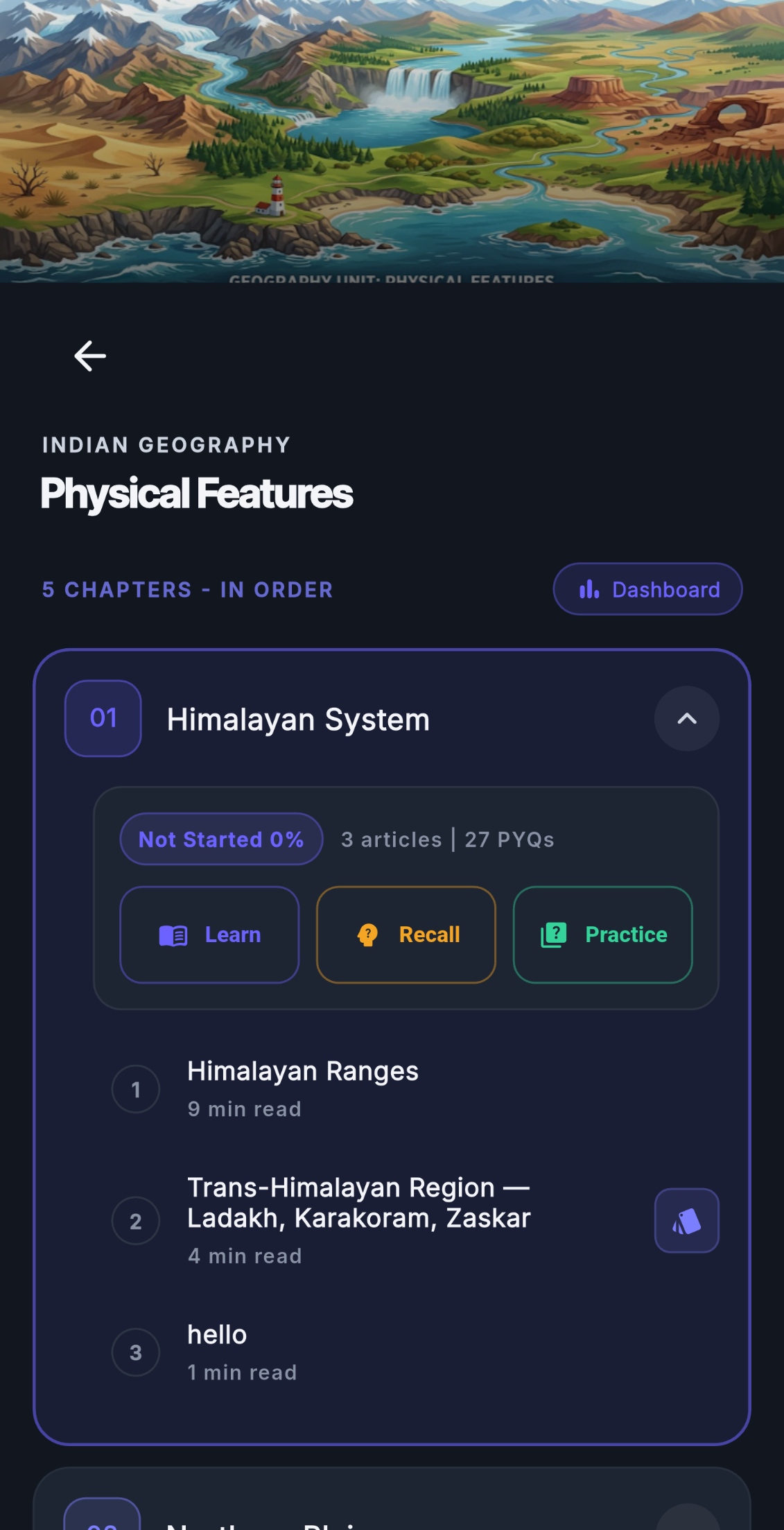 GyanGram Learn tab — syllabus mastery grid